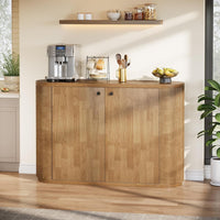 47" Sideboard Buffet, Farmhouse Fluted Cabinet Coffee Bar with 2 Shelves