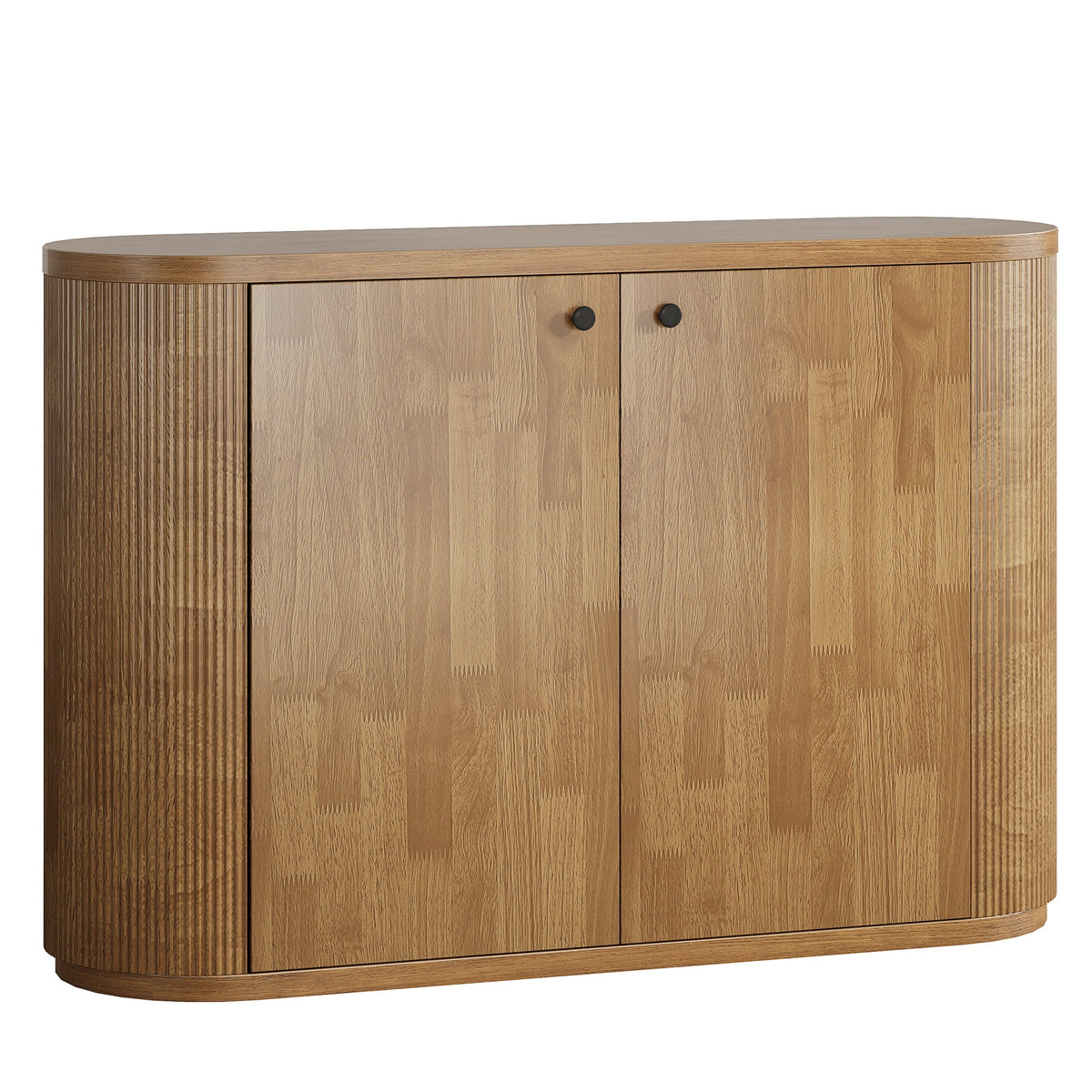 47" Sideboard Buffet, Farmhouse Fluted Cabinet Coffee Bar with 2 Shelves