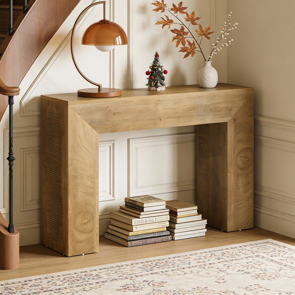 43.3" Entryway Console Table, Small Sofa Table with Fluted Design Behind Couch