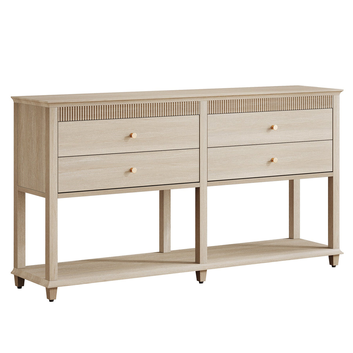 63" Console Table, Long Sofa Table with Drawers and Lower Shelf