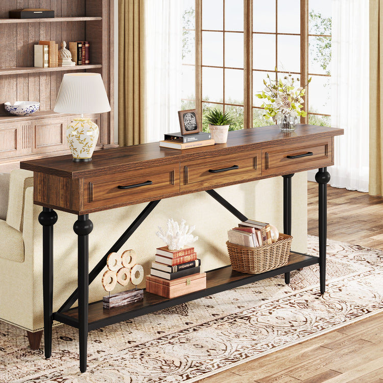 Sofa Entryway Table with 3 Drawers
