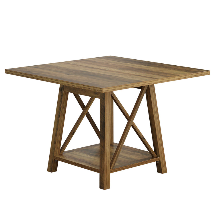 Square Dining Table for 4, 39.37" Kitchen Table with Shelf Storage