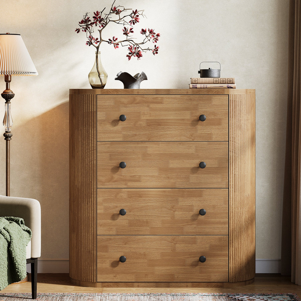 4-Drawer Chest Dresser, 39.4" Wooden Storage Cabinet Organizer