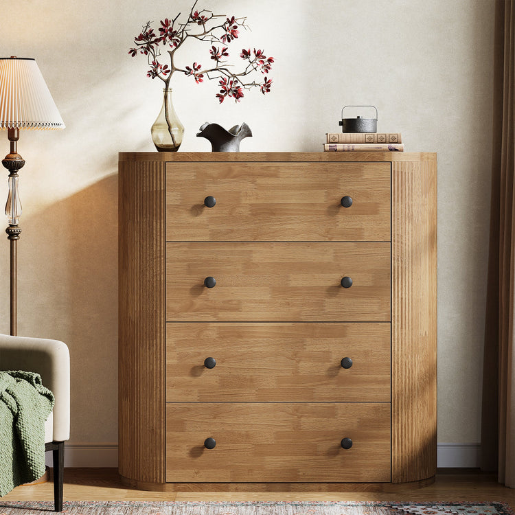4-Drawer Chest Dresser, 39.4" Wooden Storage Cabinet Organizer