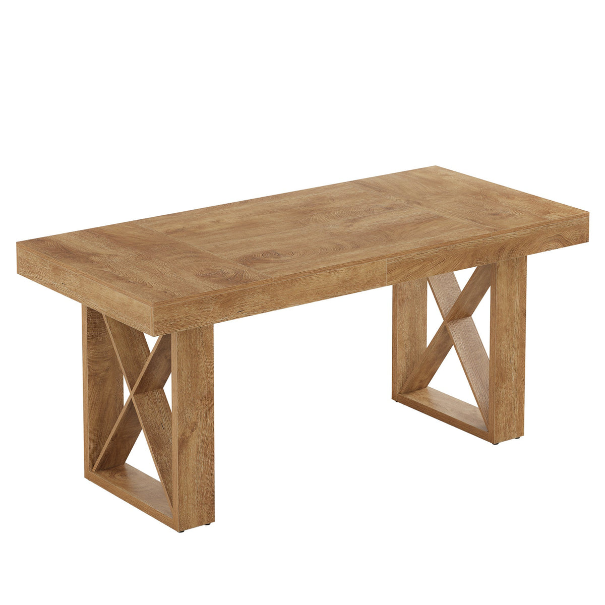 Rectangle Dining Table, 63" Farmhouse Kitchen Table for 4-6 People