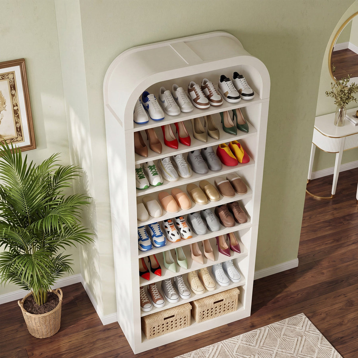 74” Tall Shoe Rack, 8-Tier Freestanding Shoe Cabinet Organizer for Entryway