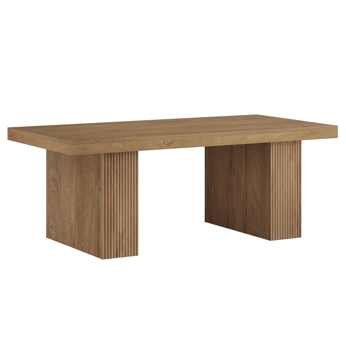 47.2" Wooden Coffee Table, Rectangle Center Table with Thick Base