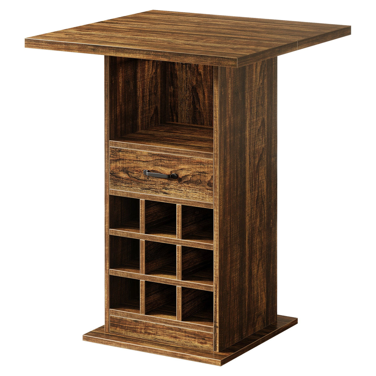 Home Bar Unit,  Square Liquor Bar Cabinet with Storage Drawer and Wine Rack