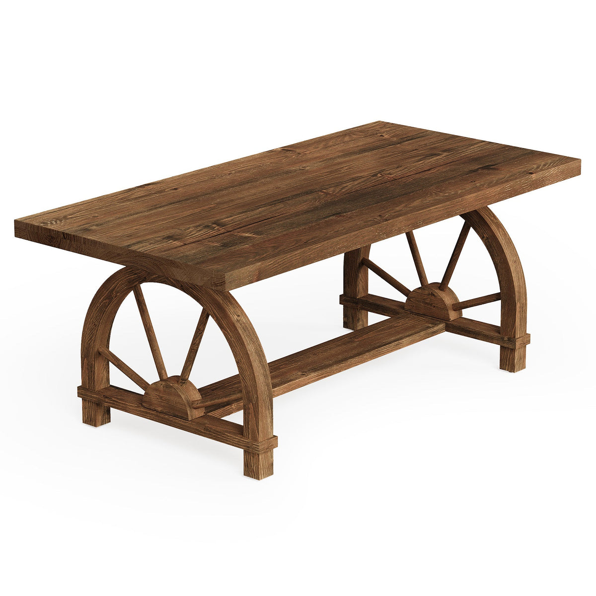 47" Solid Wood Coffee Table, Rectangular Center Table With Arched Base