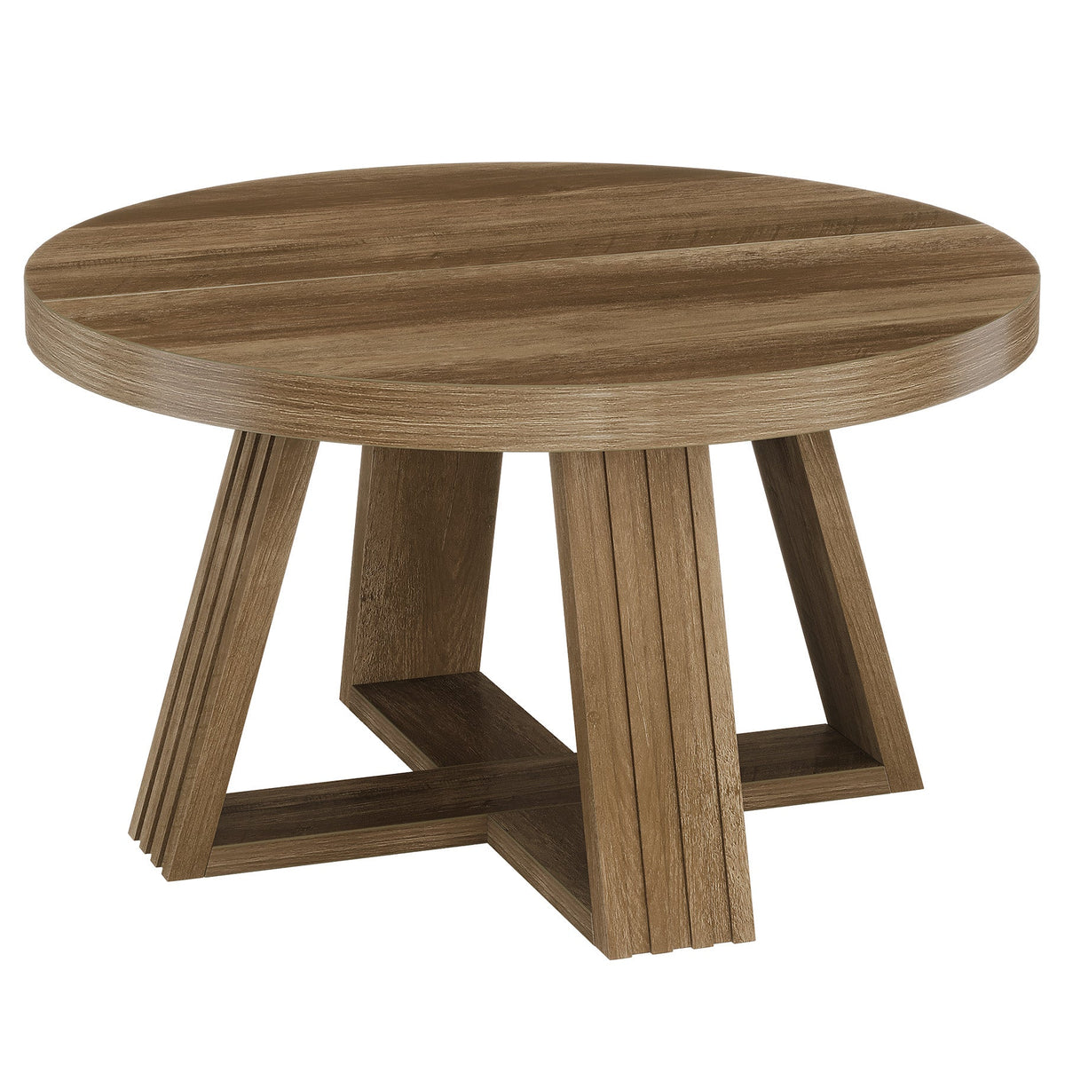 31.5" Round Coffee Table, Farmhouse Center Table with Solid Tabletop for Living Room