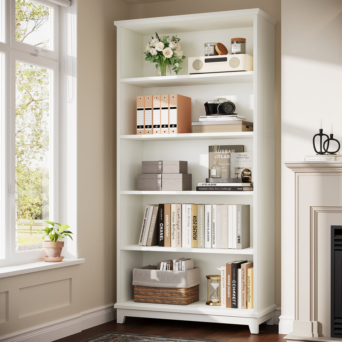 5-Tier Bookshelf, 70" Bookcase Open Display Shelf with Anti-tip Kits