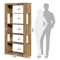 5-Tier Bookcase, 70.8" Bookshelf Floor Standing Display Storage Racks