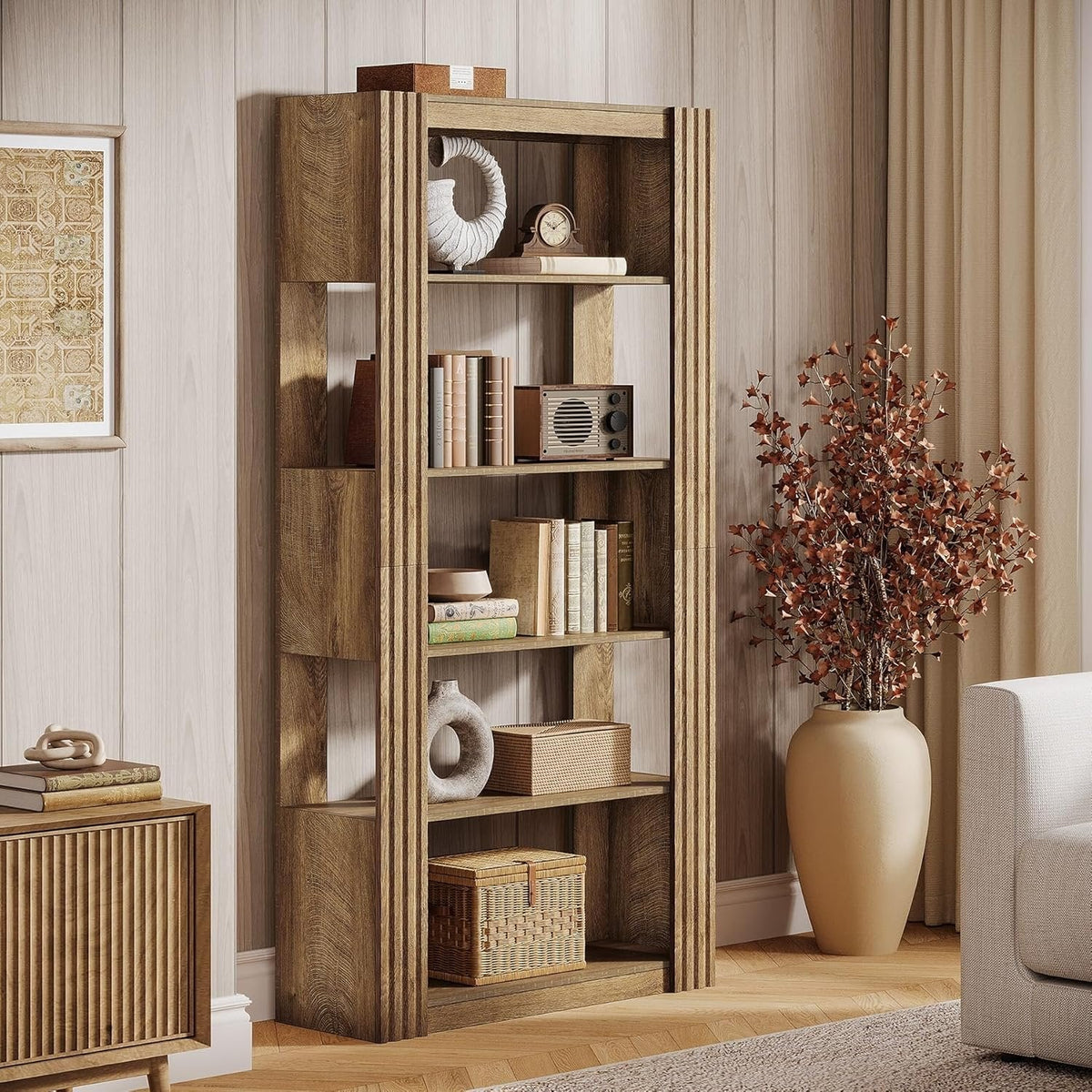 5-Tier Bookcase, 70.8" Bookshelf Floor Standing Display Storage Racks