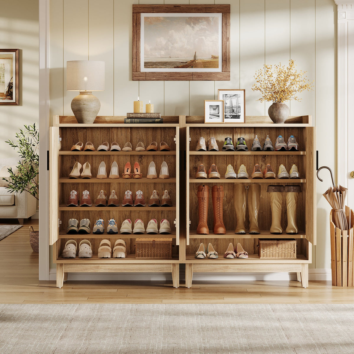 5-Tier Shoe Cabinet with Doors, 20-Pair Entryway Shoe Organizer Rack