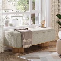 50.4" Shoe Bench, Upholstered Entryway Bench with Flip Up Storage