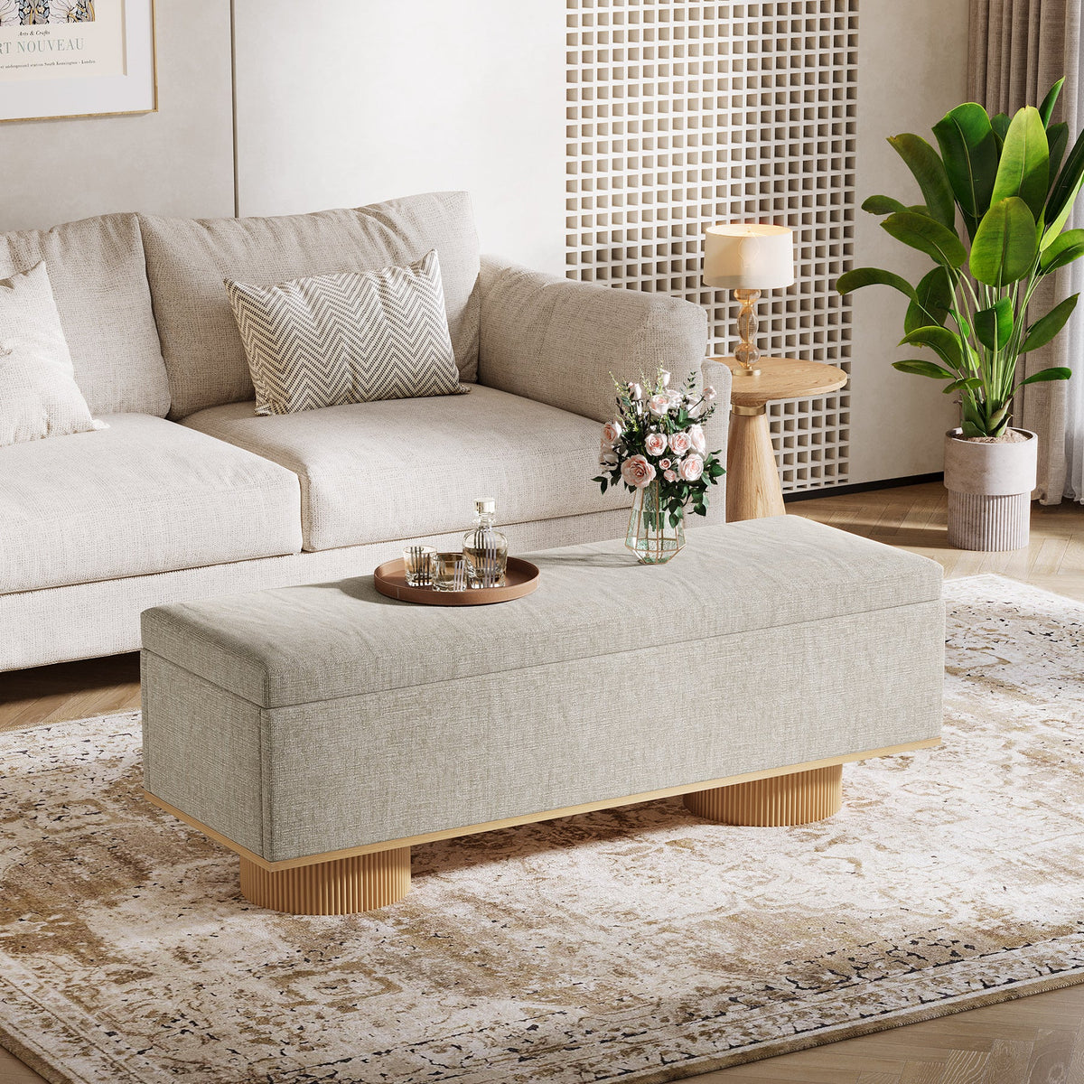 50.4" Shoe Bench, Upholstered Entryway Bench with Flip Up Storage