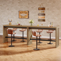 55" Bar Table, Rectangular Counter Height Pub Table with Metal Footrest