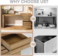 55" Computer Desk, Farmhouse Executive Desk with 3 Drawers Storage Cabinet