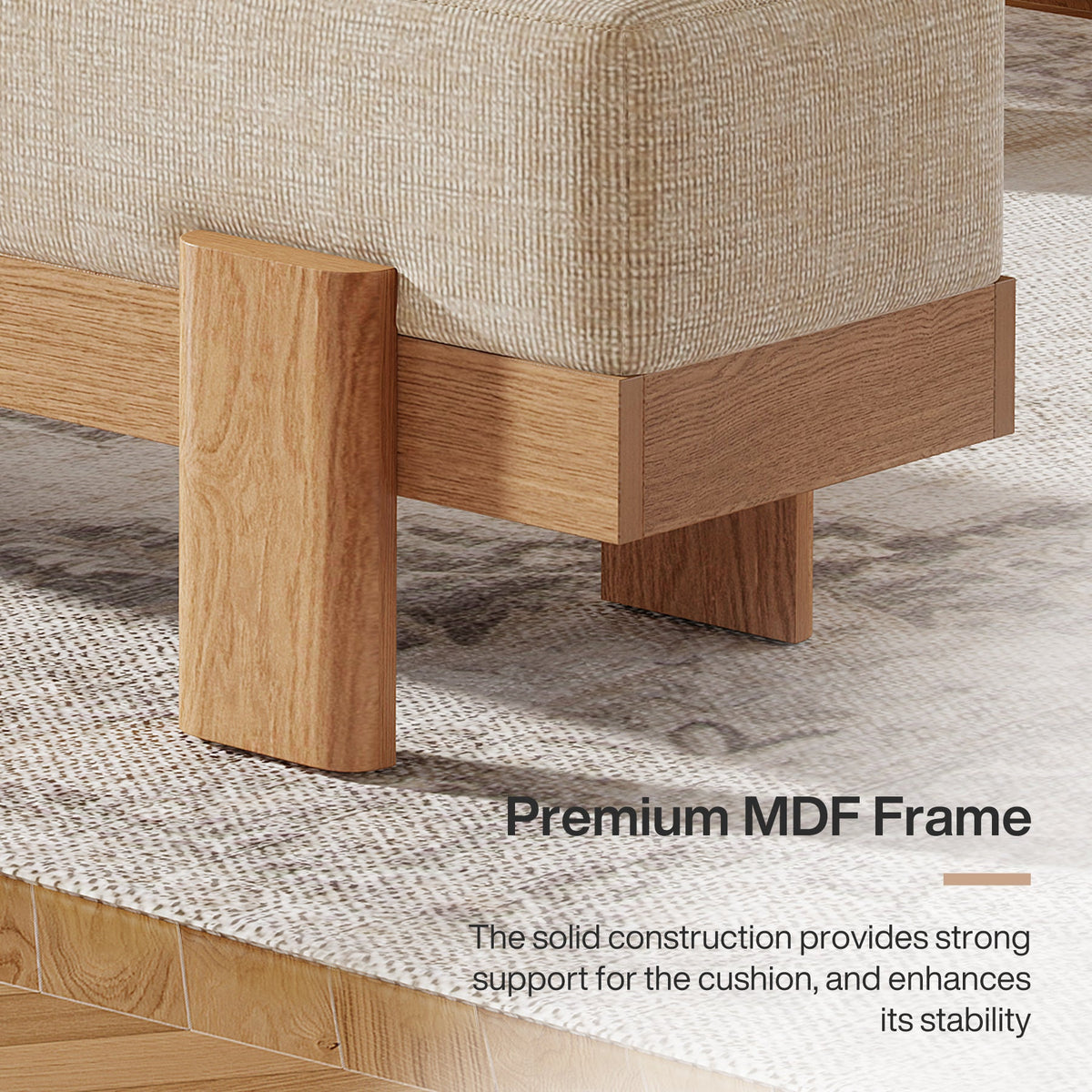 55" Dining Bench, Modern Upholstered Kitchen Benches with Fabric Padded Seat