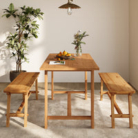 55" Farmhouse Dining Bench, Solid Wood Kitchen Table Bench with Sturdy Frame