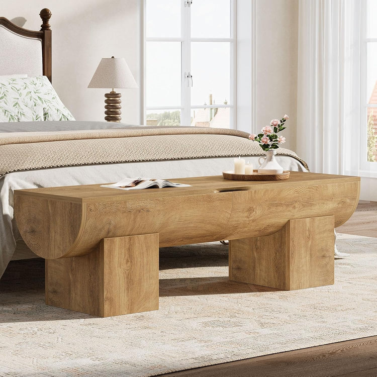 55" Farmhouse Storage Bench, Shoe Bench with Flip-Top Storage