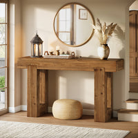 55" Rectangle Console Table, Farmhouse Solid Wood Sofa Table Entryway Furniture