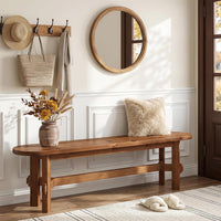 55" Solid Wood Entryway Bench, Shoe Storage Bench for Hallway, Bedroom, Living Room