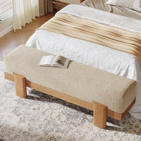 55" Upholstered Entryway Bench, Shoe Bench End of Bed Stool with MDF Frame