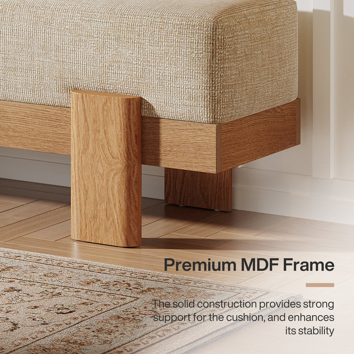 55" Upholstered Entryway Bench, Shoe Bench End of Bed Stool with MDF Frame