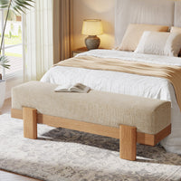 55" Upholstered Entryway Bench, Shoe Bench End of Bed Stool with MDF Frame