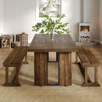 59" Dining Bench, Wood Farmhouse Entryway Bench Kitchen Table Seat for Dining Room