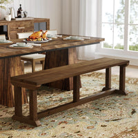 59" Dining Bench, Wood Farmhouse Entryway Bench Kitchen Table Seat for Dining Room