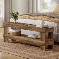 59" Entryway Bench, 2-Tier Shoe Bench Seat End of Bed Storage Benches
