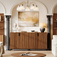 59" Sideboard Buffet, Modern Set of 2 Fluted Storage Cabinet Accent Coffee Bar Cabinet