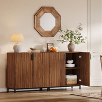 59" Sideboard Buffet, Modern Set of 2 Fluted Storage Cabinet Accent Coffee Bar Cabinet