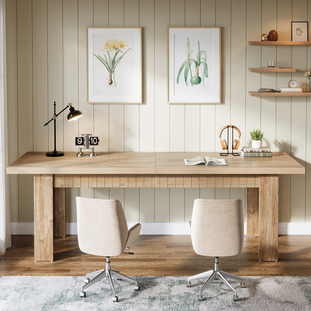 79" Two Person Desk, Large Double Computer Desk for Home Office