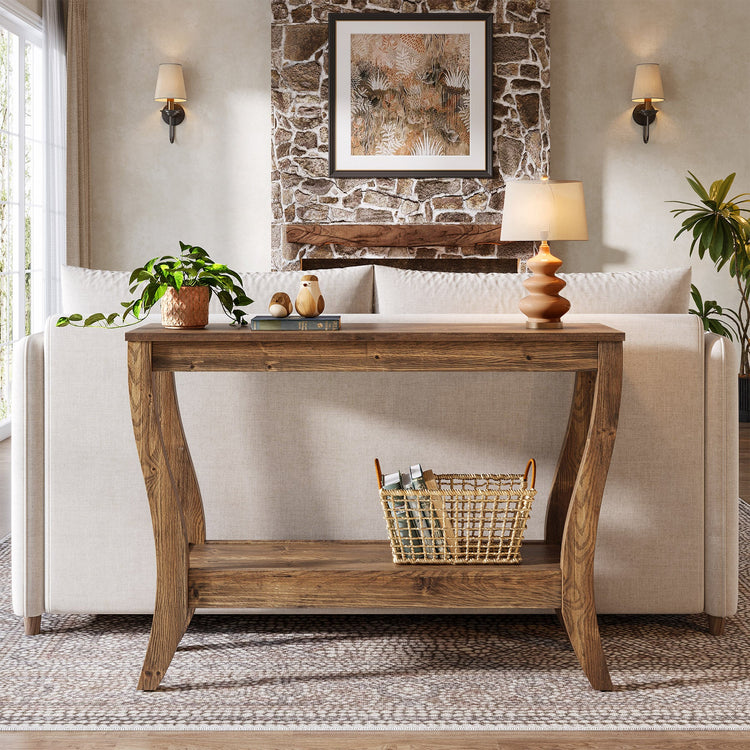 41.3" Solid Wood Console Table, Farmhouse Entryway Table With Storage