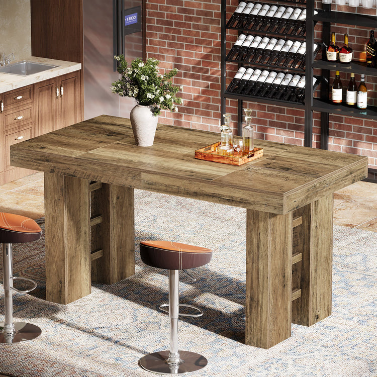63" Bar Table, Rectangular Counter Height Pub Table for Kitchen