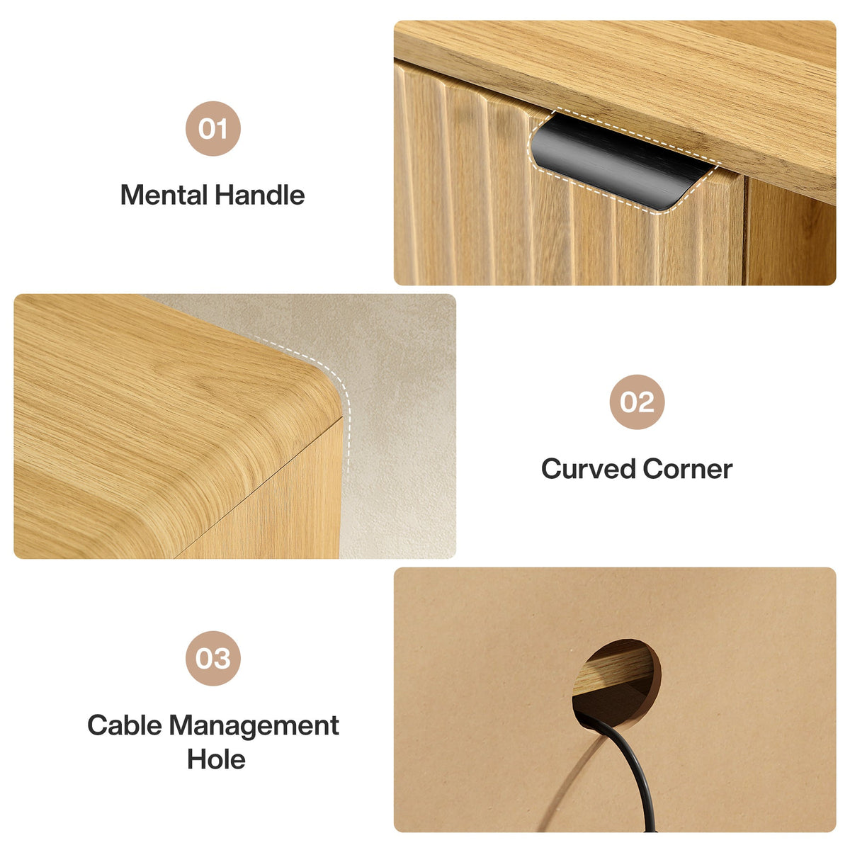 63" Fluted TV Stand with Storage Cabinet and Shelf for TVs up to 75"