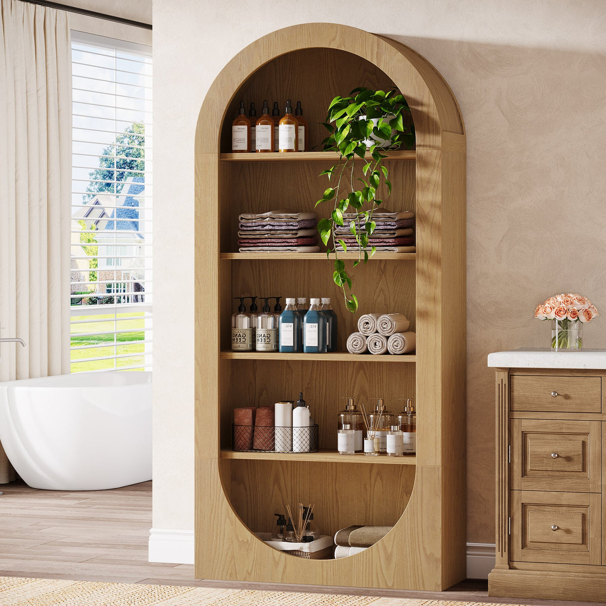 70.9" Shoe Rack, 5-Tier Arched Open Shoe Cabinet Storage Organizer