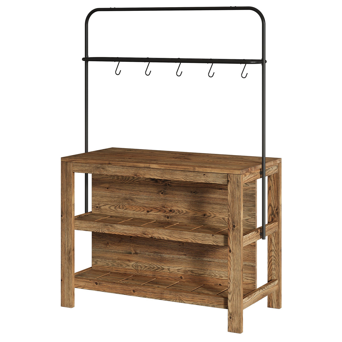 47" Solid Wood Kitchen Island Table with Storage and 5 Hooks