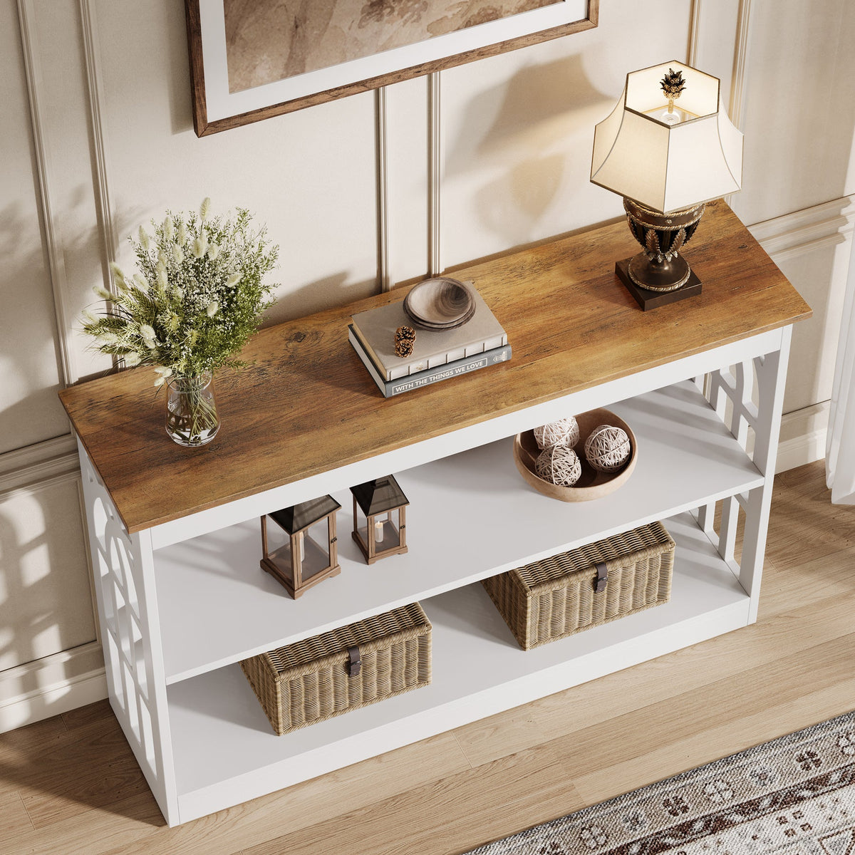 3-Tier Console Table, 41.34" Modern Entryway Sofa Table Behind the Couch