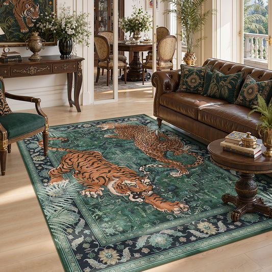 5x7/8x10 Tiger Leopard Print Area Rug#Color_Green