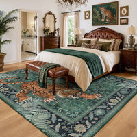 5x7/8x10 Tiger Leopard Print Area Rug#Color_Green