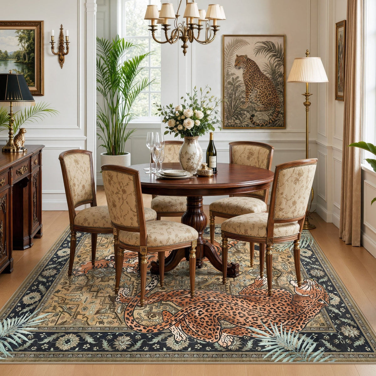 5x7/8x10 Tiger Leopard Print Area Rug#Color_Brown