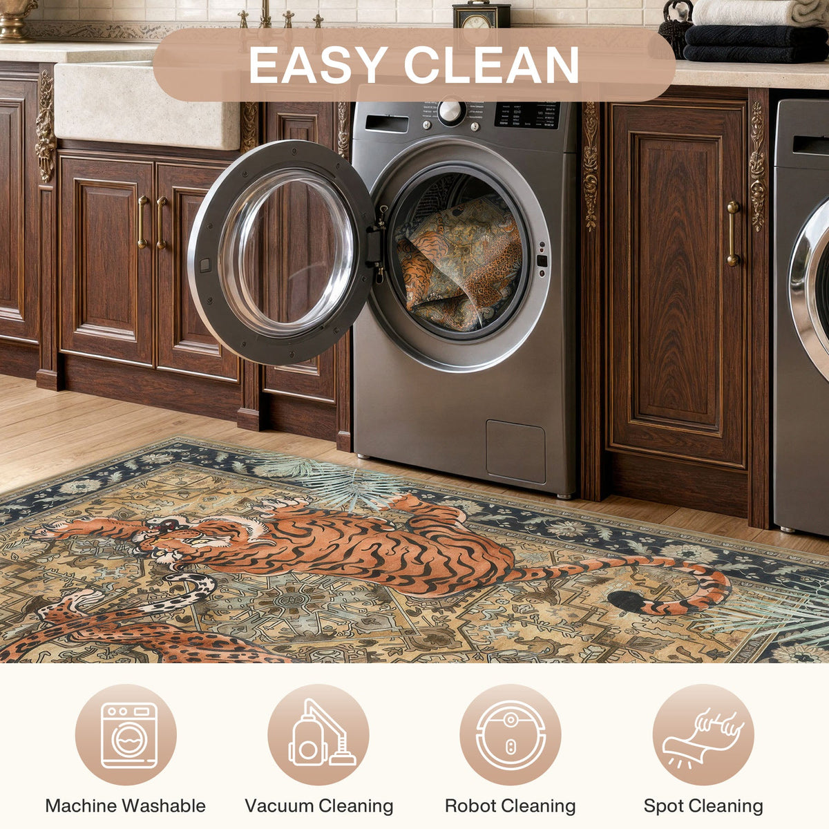 5x7/8x10 Tiger Leopard Print Area Rug#Color_Brown