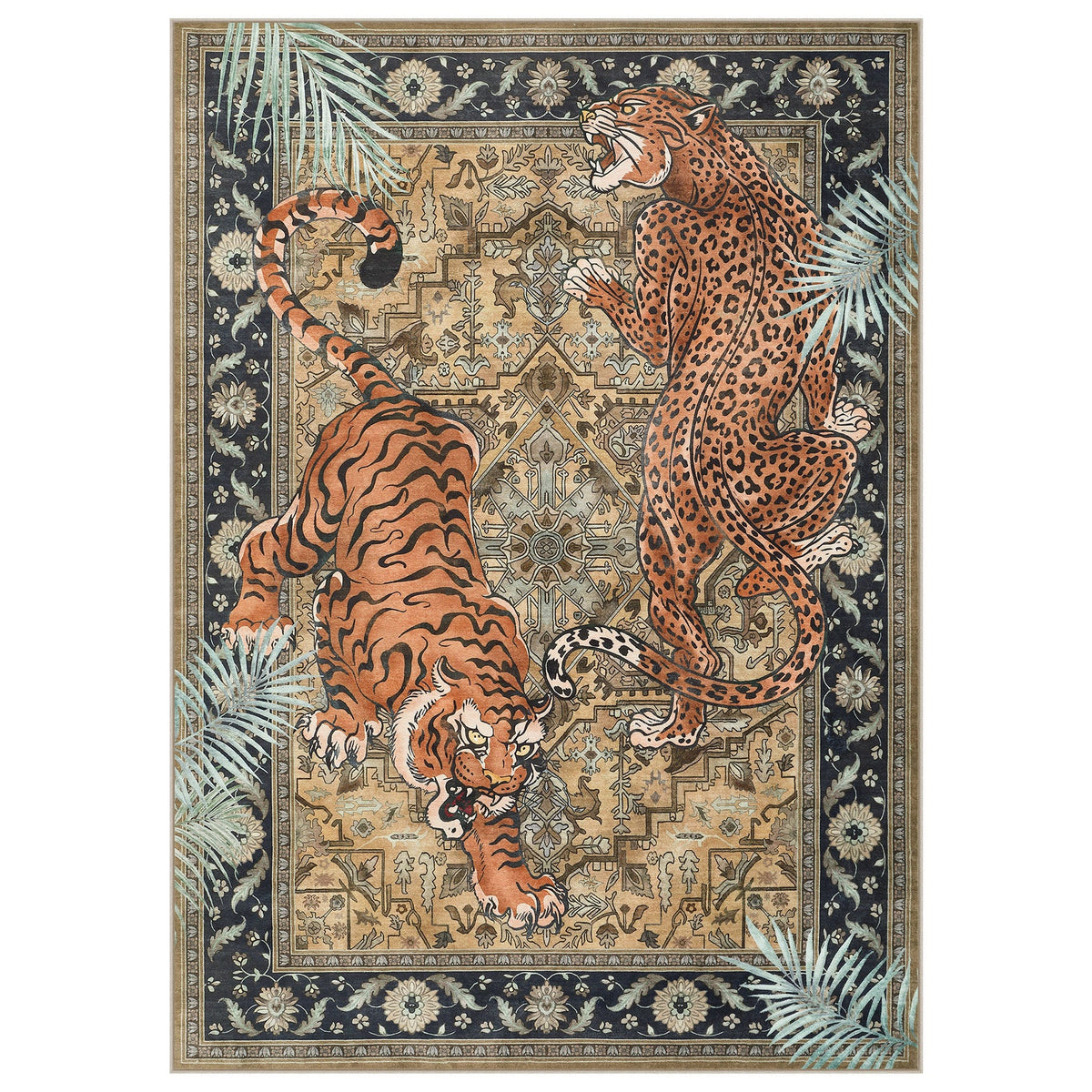 5x7/8x10 Tiger Leopard Print Area Rug#Color_Brown