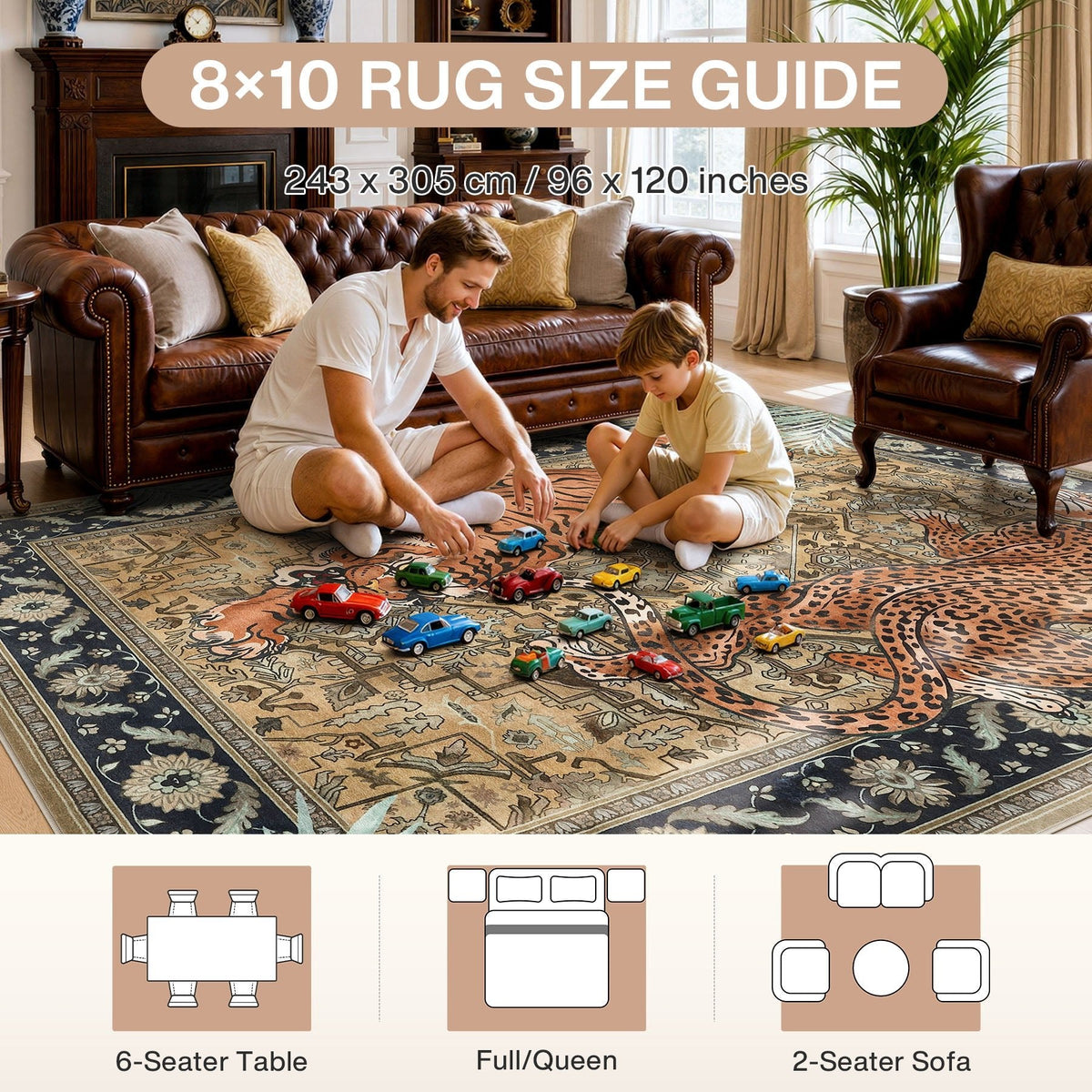 5x7/8x10 Tiger Leopard Print Area Rug#Color_Brown