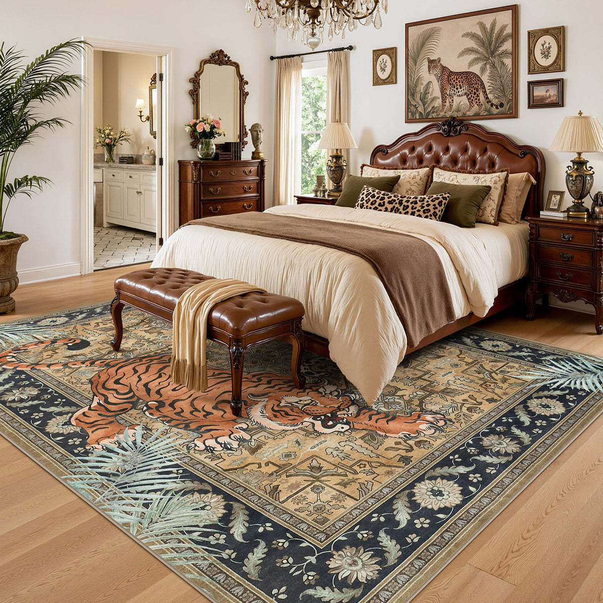 5x7/8x10 Tiger Leopard Print Area Rug#Color_Brown