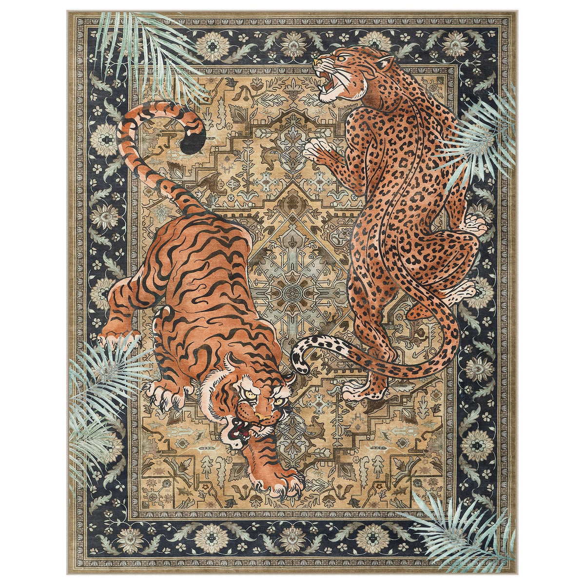 5x7/8x10 Tiger Leopard Print Area Rug#Color_Brown